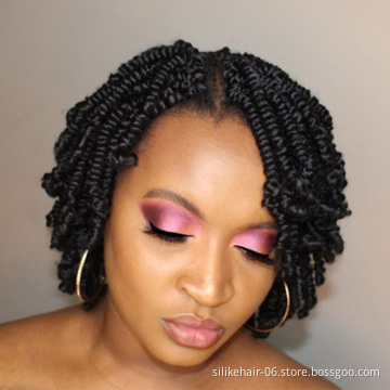 8inches Bomb Spring Twist Crochet Braiding Hair Fluffy Short Pre-twisted Passion Twist Braids Synthetic Hair Extensions